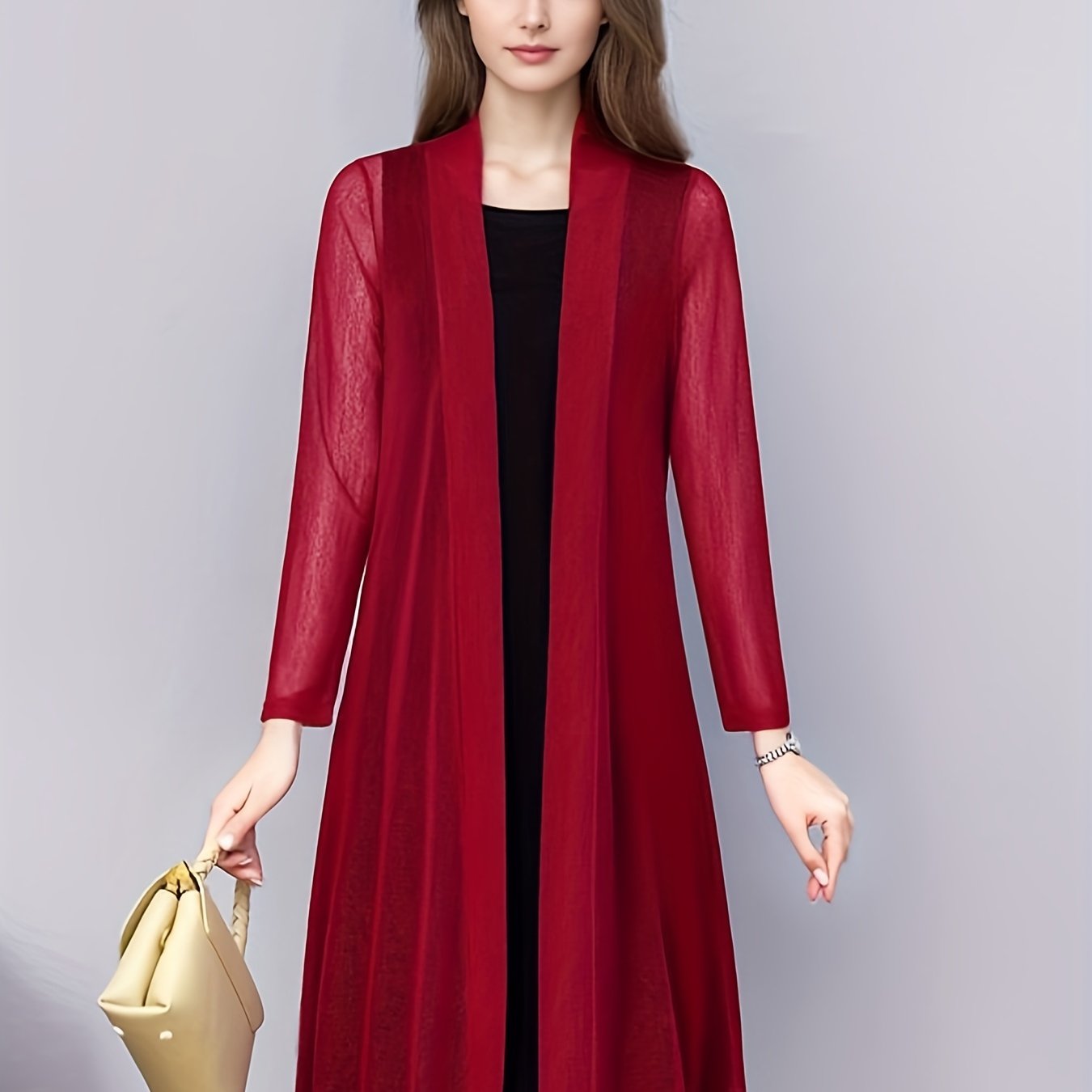 Solid Color Cover-Up, Cardigan, Elegant And Stylish, Mesh Outerwear for Women. - SalmanStore 