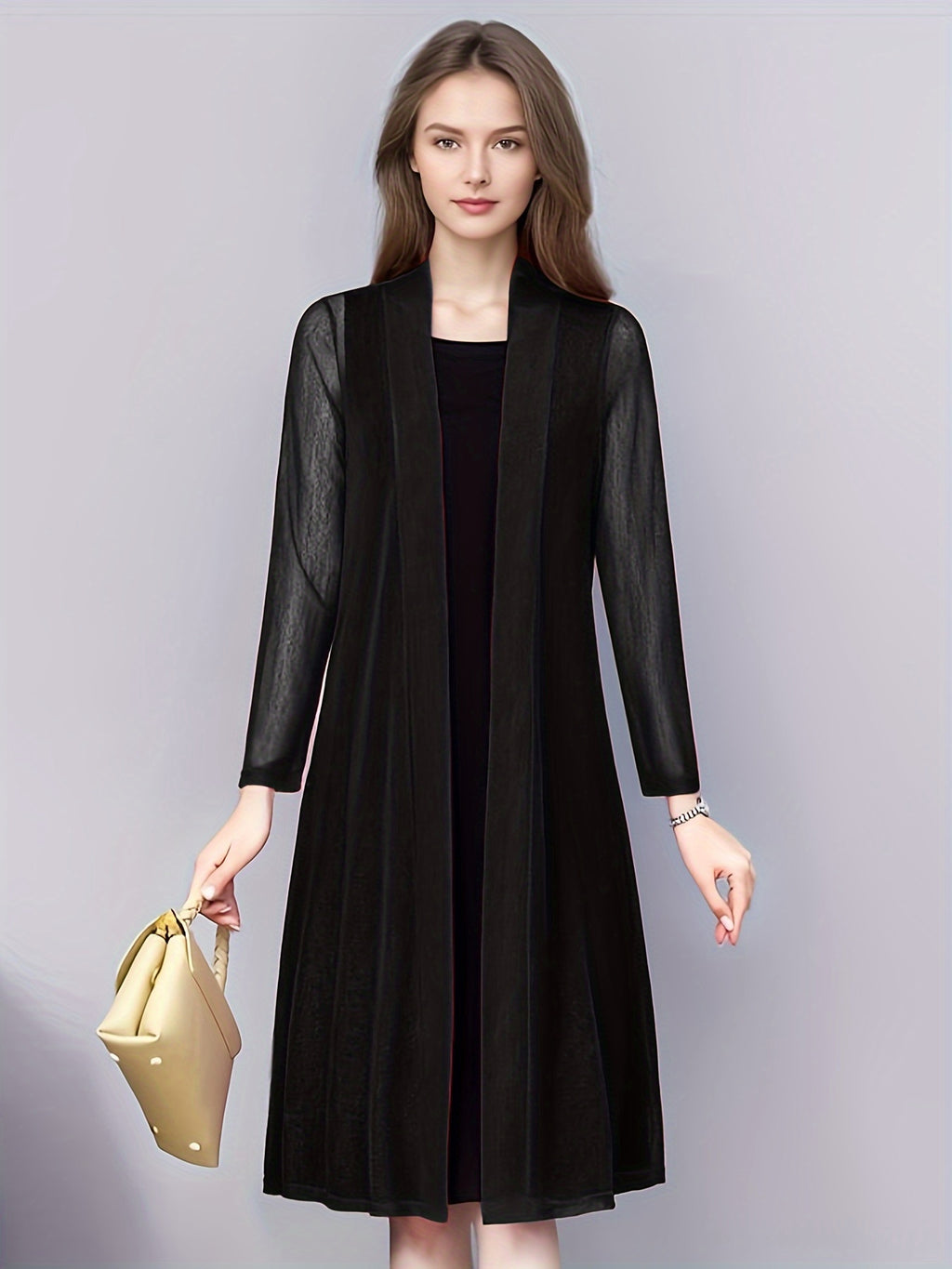 Solid Color Cover-Up, Cardigan, Elegant And Stylish, Mesh Outerwear for Women. - SalmanStore 