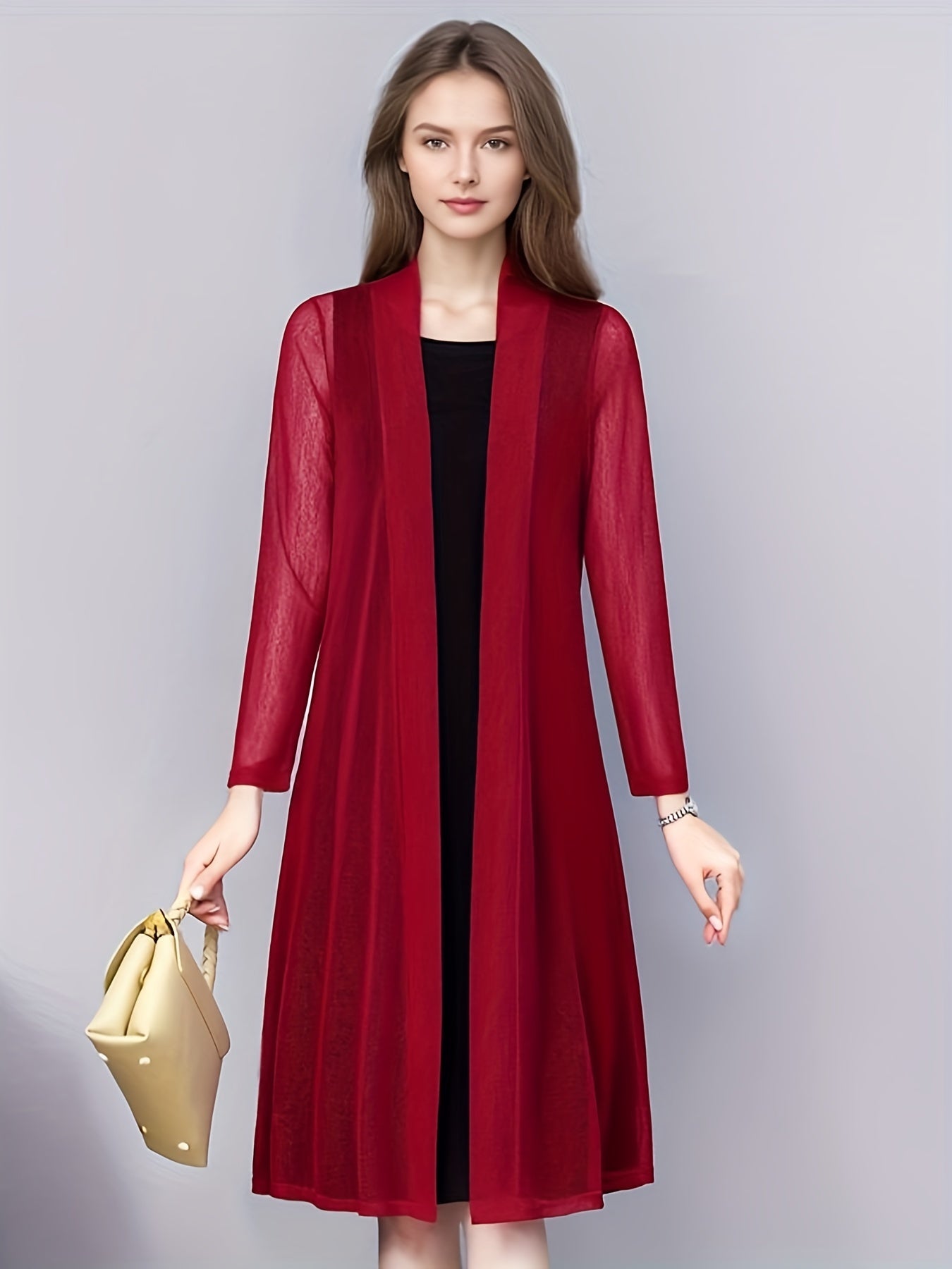 Solid Color Cover-Up, Cardigan, Elegant And Stylish, Mesh Outerwear for Women. - SalmanStore 