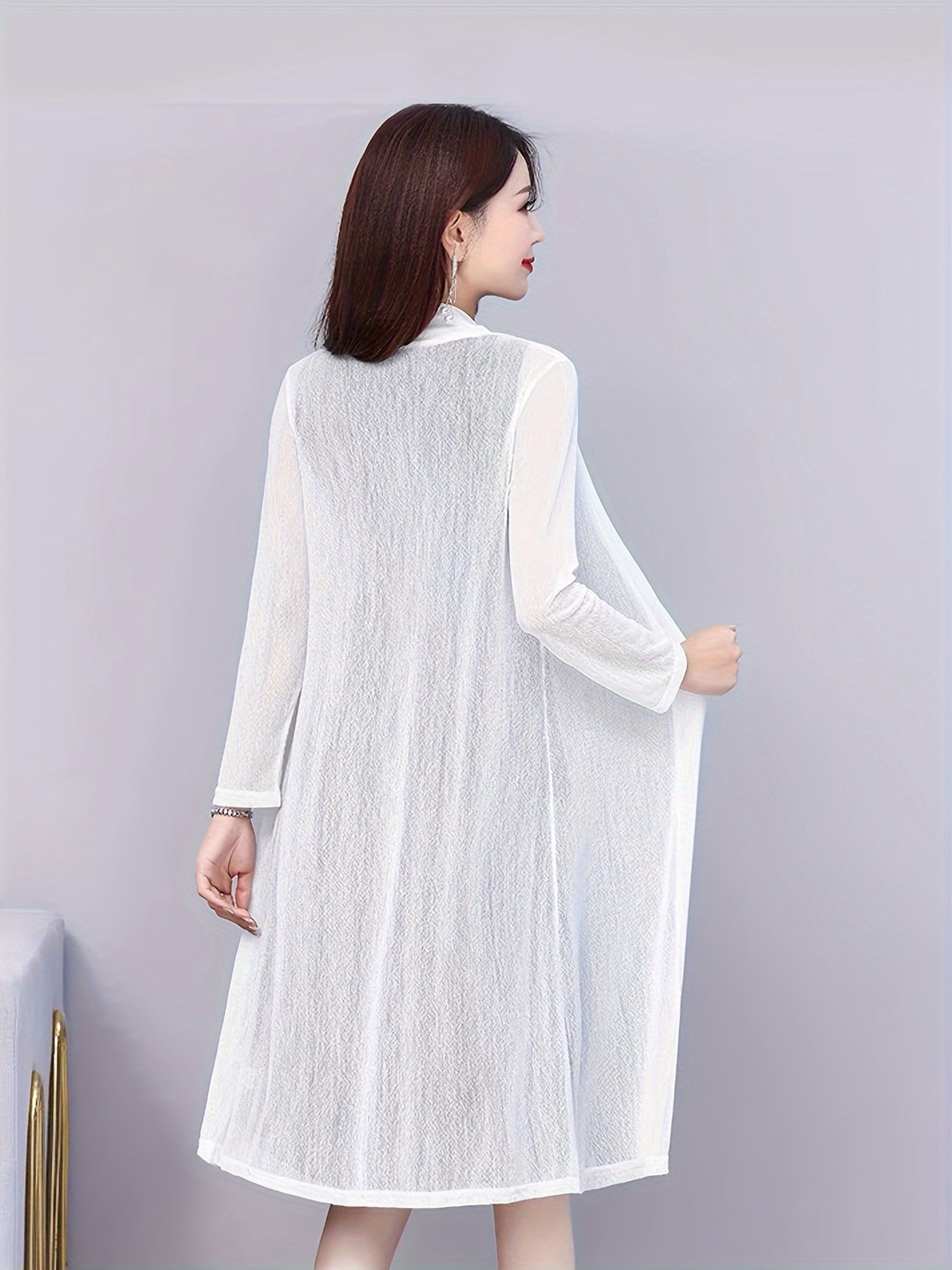 Solid Color Cover-Up, Cardigan, Elegant And Stylish, Mesh Outerwear for Women. - SalmanStore 