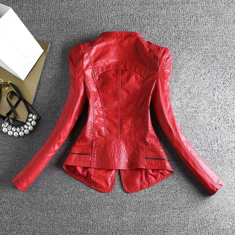 Spring And Autumn Women Leather Jacket Coats Slim Ladies Clothing