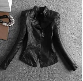Spring And Autumn Women Leather Jacket Coats Slim Ladies Clothing