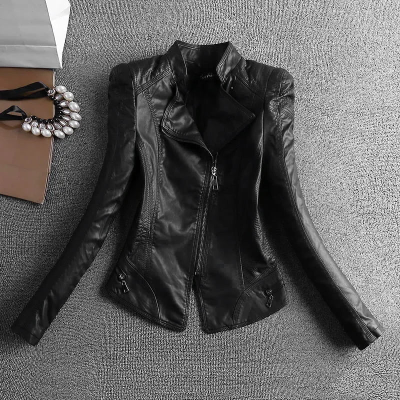 Spring And Autumn Women Leather Jacket Coats Slim Ladies Clothing