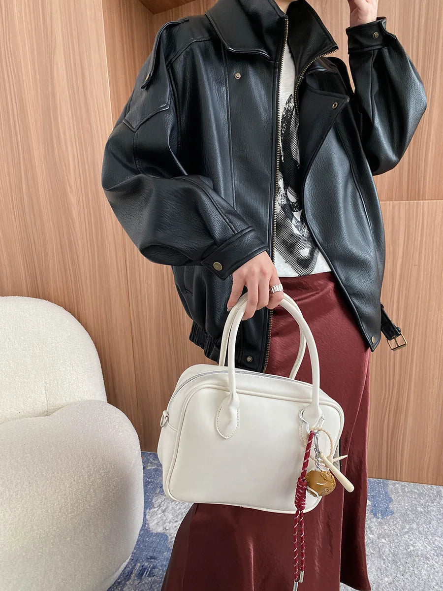 Spring and Autumn Women's Casual Solid Color Collar Long Sleeve Loose Jacket