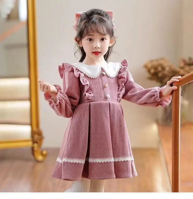 2025 New Winter Dress For Kids 1-8 Years old Birthday Long Sleeve Princess Formal Dresses For Baby Girl 2 3 4 5 6 7 8 Year