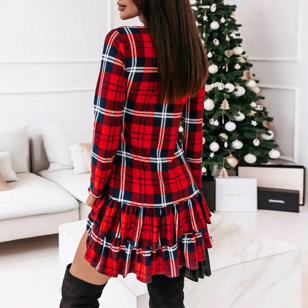 Elegant Christmas Dress for Women Clothing 2024 Winter Long Sleeve Pullover Casual Female Sexy Red Xmas Costumes Bodycon Skirt