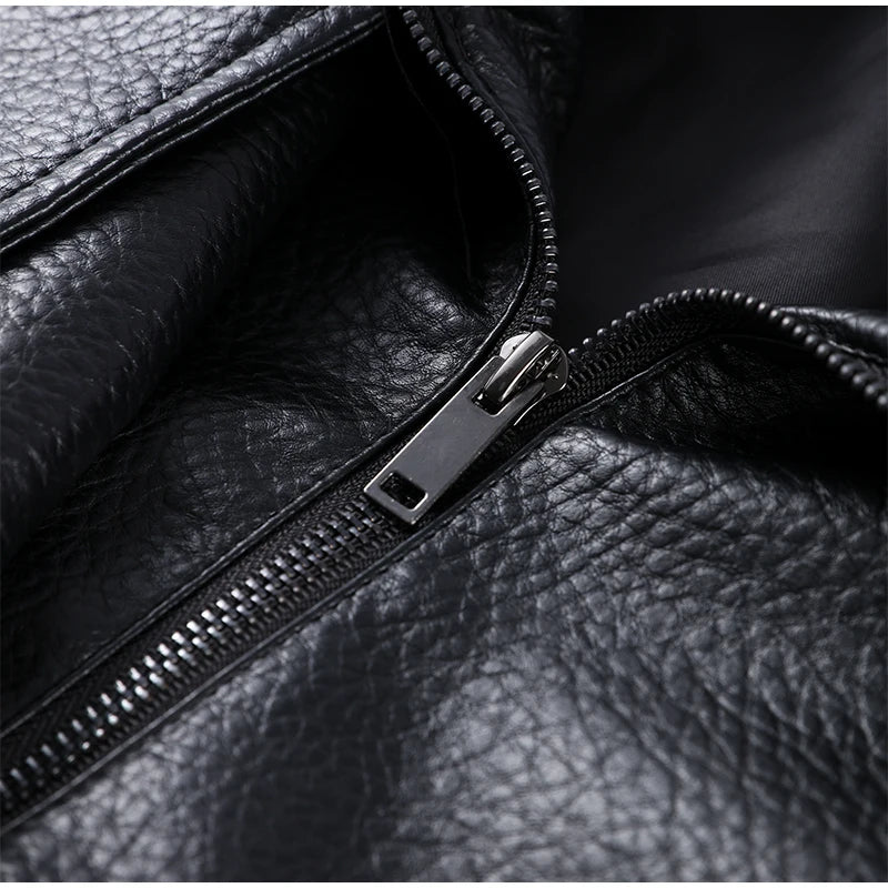 Retro Stand Collar PU Leather Jacket Women Classic Casual Zipper Single Breasted Black Jackets Lady 2025 Autumn Chic Streetwear