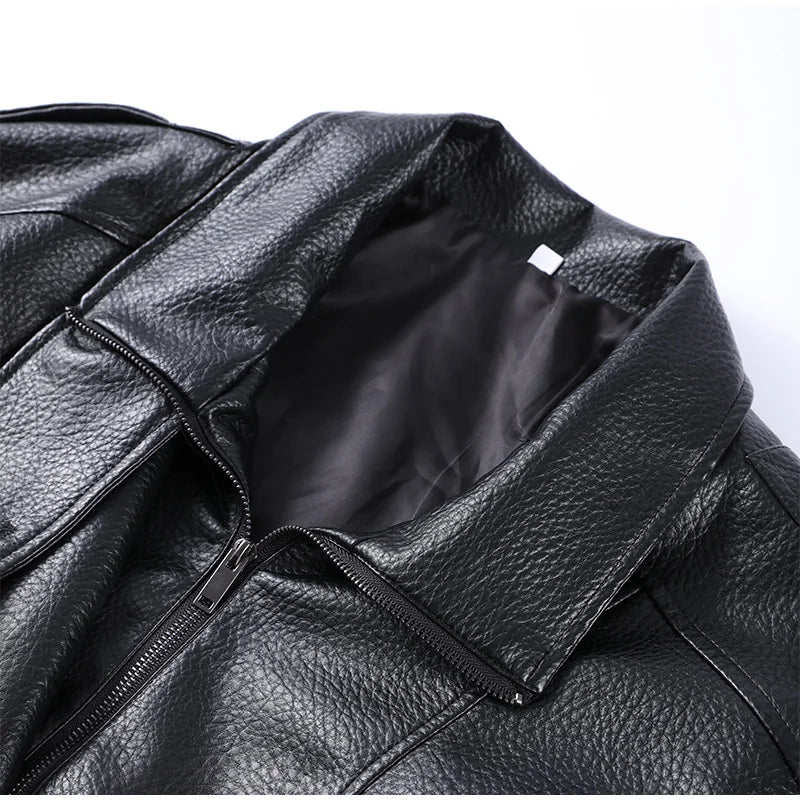 Retro Stand Collar PU Leather Jacket Women Classic Casual Zipper Single Breasted Black Jackets Lady 2025 Autumn Chic Streetwear