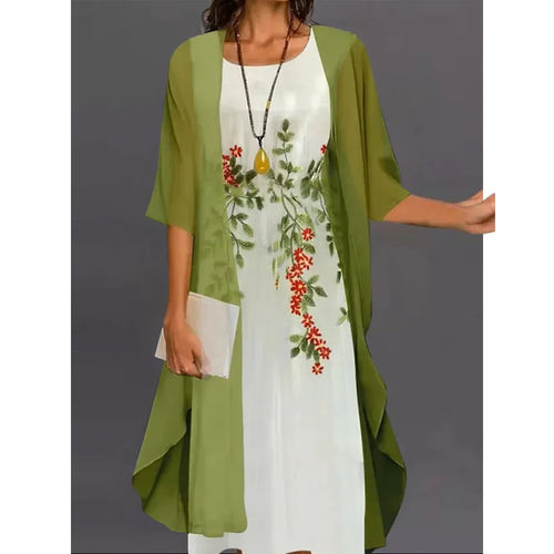 فستان صيفي نسائي كاجوال قطعتين بنقشة الزهور ورقبة دائرية وتصميم ماكسي لعام 2026 في أوروبا والولايات المتحدة