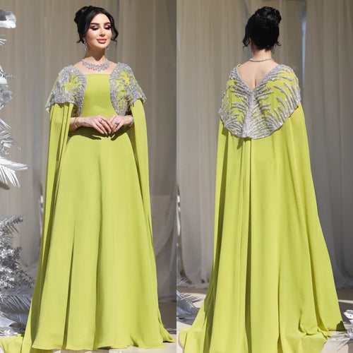 Customized Evening Gowns Off-the-shoulder Long Shawl Saudi Arabian A-line Long Dresses Bespoke Occasion Elegant Party Sparkle - SalmanStore 