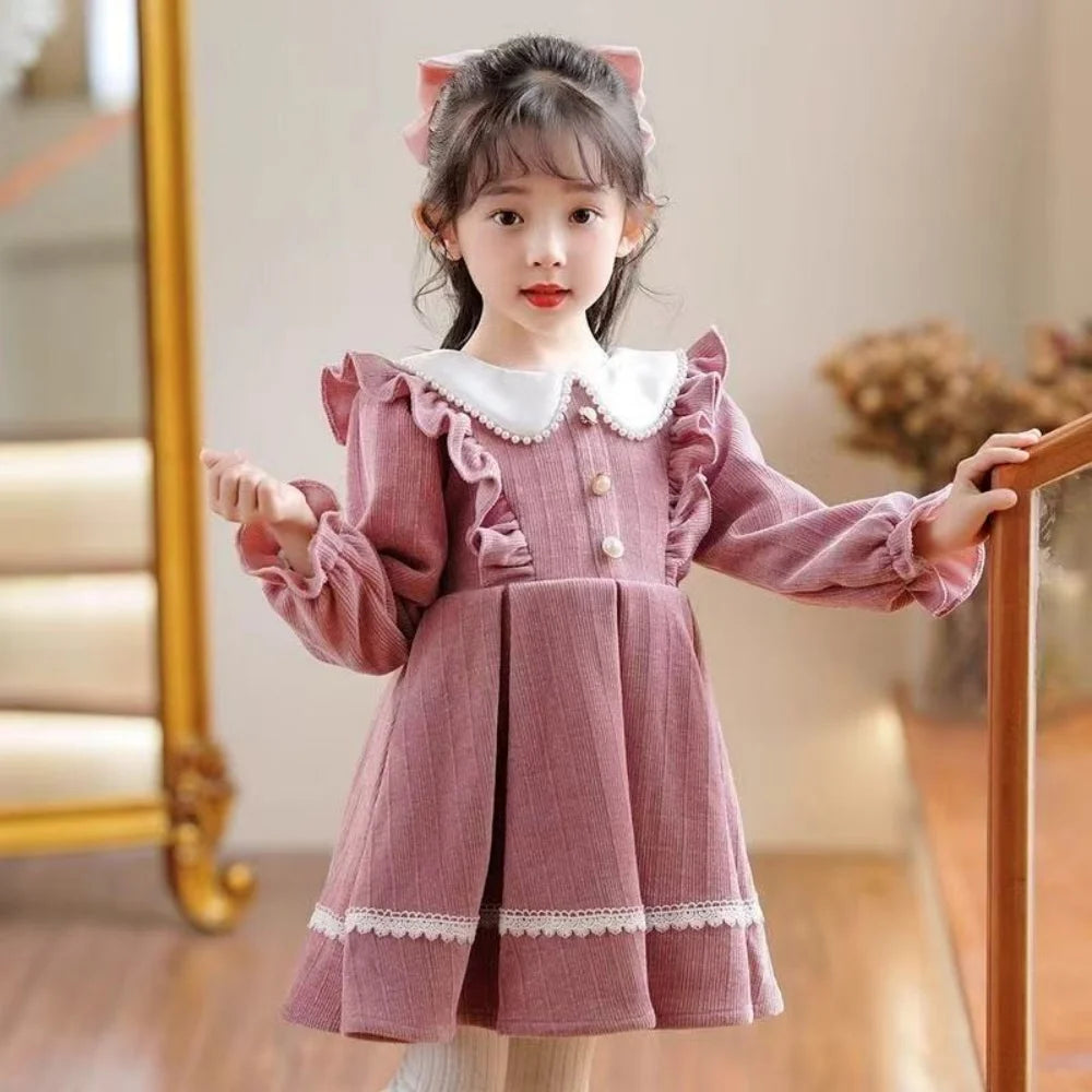 2025 New Winter Dress For Kids 1-8 Years old Birthday Long Sleeve Princess Formal Dresses For Baby Girl 2 3 4 5 6 7 8 Year