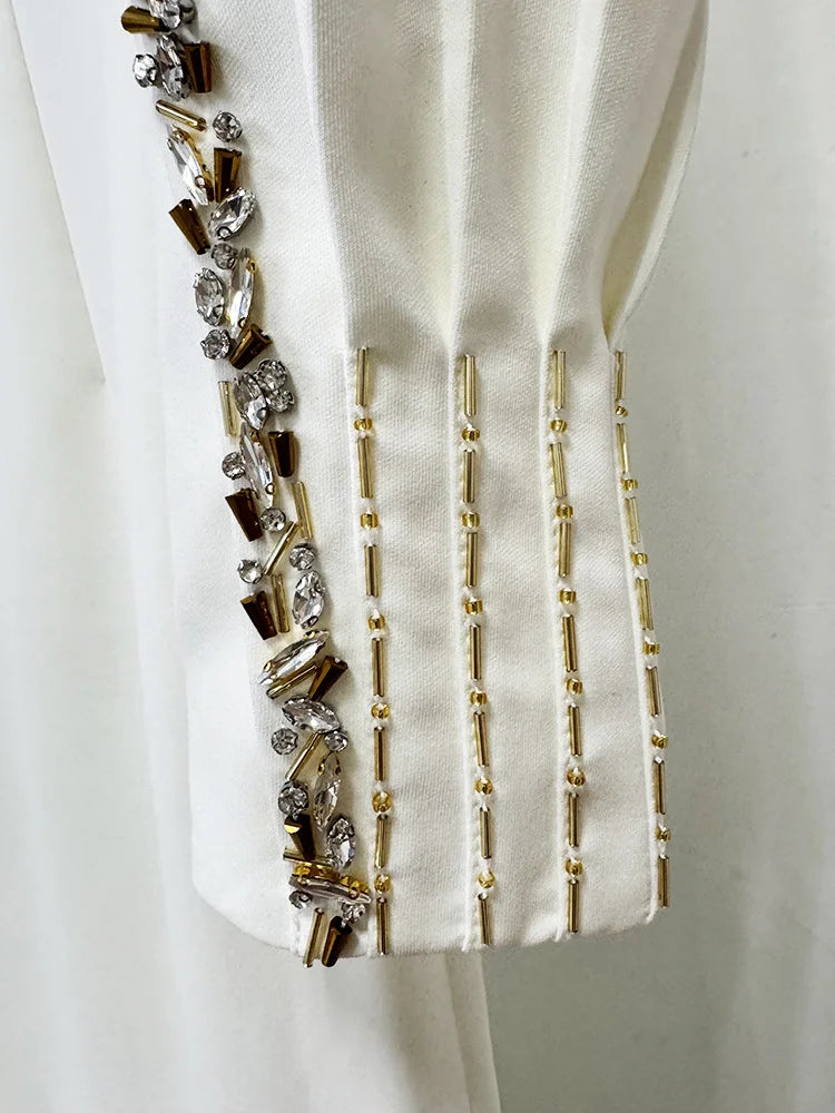 HIGH STREET Newest 2026 Designer Vestido Women's Diamonds Beaded Cape Sleeve Floor Length Maxi Long Dress - SalmanStore 