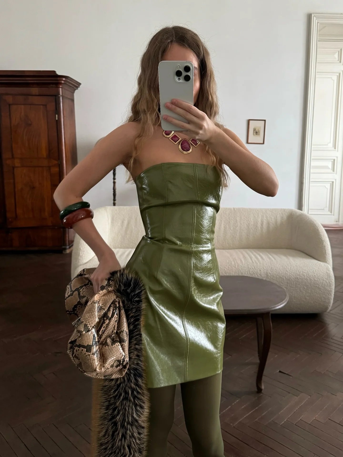 Street Zipper Leather Jackets Skirts Sets Women Loose Stand Collar Full Sleeve Coat Straight Skirt 2025 Autumn Winter Lady Suit