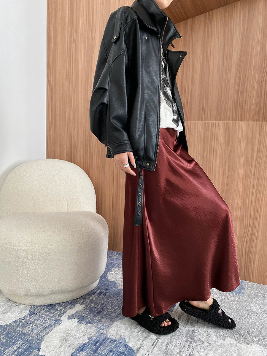 Spring and Autumn Women's Casual Solid Color Collar Long Sleeve Loose Jacket