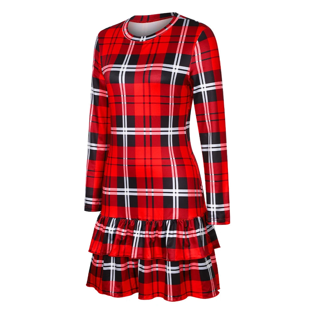 Elegant Christmas Dress for Women Clothing 2024 Winter Long Sleeve Pullover Casual Female Sexy Red Xmas Costumes Bodycon Skirt