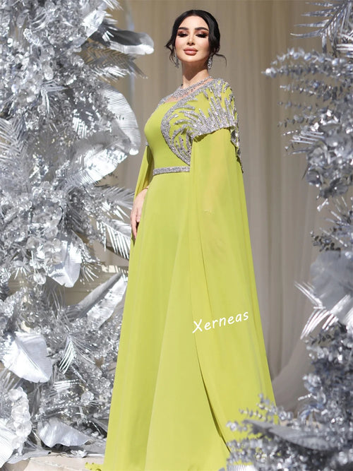 Customized Evening Gowns Off-the-shoulder Long Shawl Saudi Arabian A-line Long Dresses Bespoke Occasion Elegant Party Sparkle - SalmanStore 