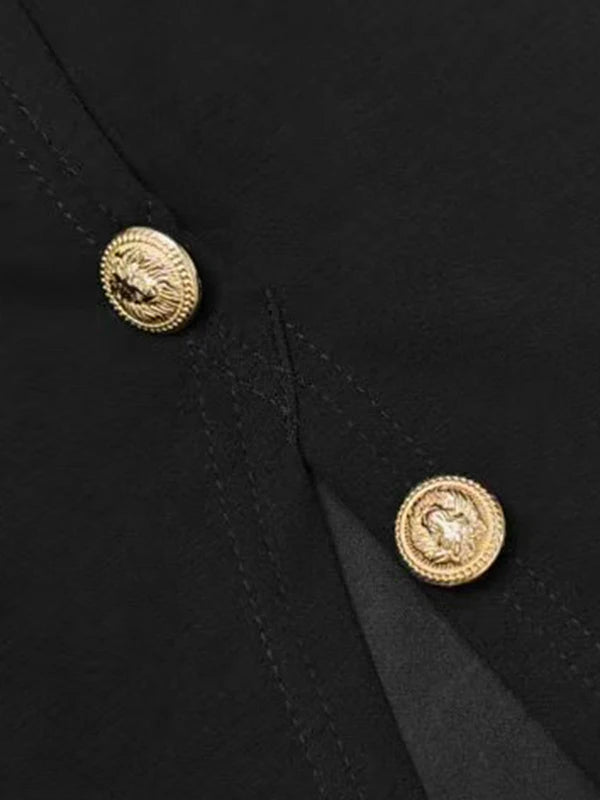 Modigirl Wedding Prom Evening Gown Party Slit Maxi Dresses for Woman 2025 New Lace Up Gold Button Womens Black Autumn Long Dress - SalmanStore 