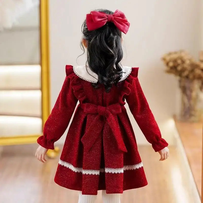2025 New Winter Dress For Kids 1-8 Years old Birthday Long Sleeve Princess Formal Dresses For Baby Girl 2 3 4 5 6 7 8 Year