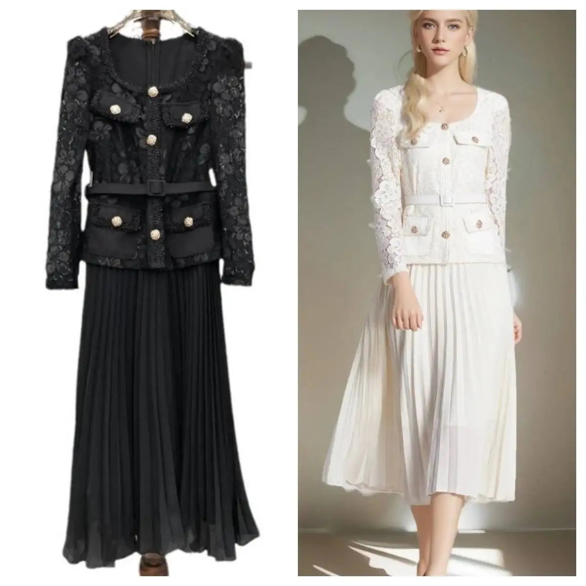 Runway Designer Summer Flower Embroidery Lace Chiffon Prom Dress Women Short Sleeve Single Breasted Midi Long Vestidos Party - SalmanStore 