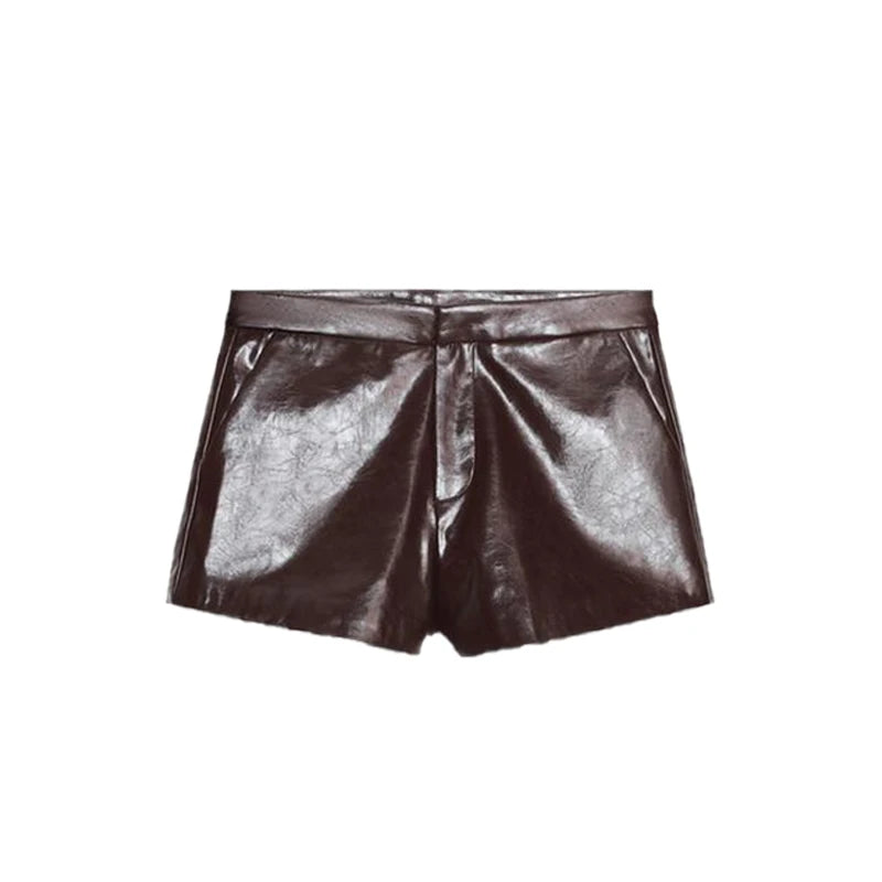 Street Women's Cropped Leather Jackets With Belt Lapel Double Breasted Pockets Full Sleeve Coat 2025 Autumn Lady Vintage Outwear