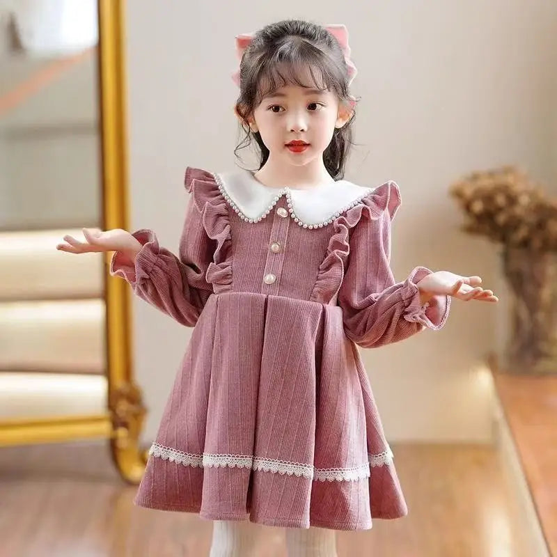2025 New Winter Dress For Kids 1-8 Years old Birthday Long Sleeve Princess Formal Dresses For Baby Girl 2 3 4 5 6 7 8 Year