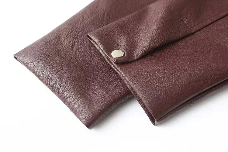 Leaher Jackets Women's Jaqueta Feminina Streetwear ins Outwear Casaco Feminino Vermelho Couro Coat Black Giacca Pelle Donna insz