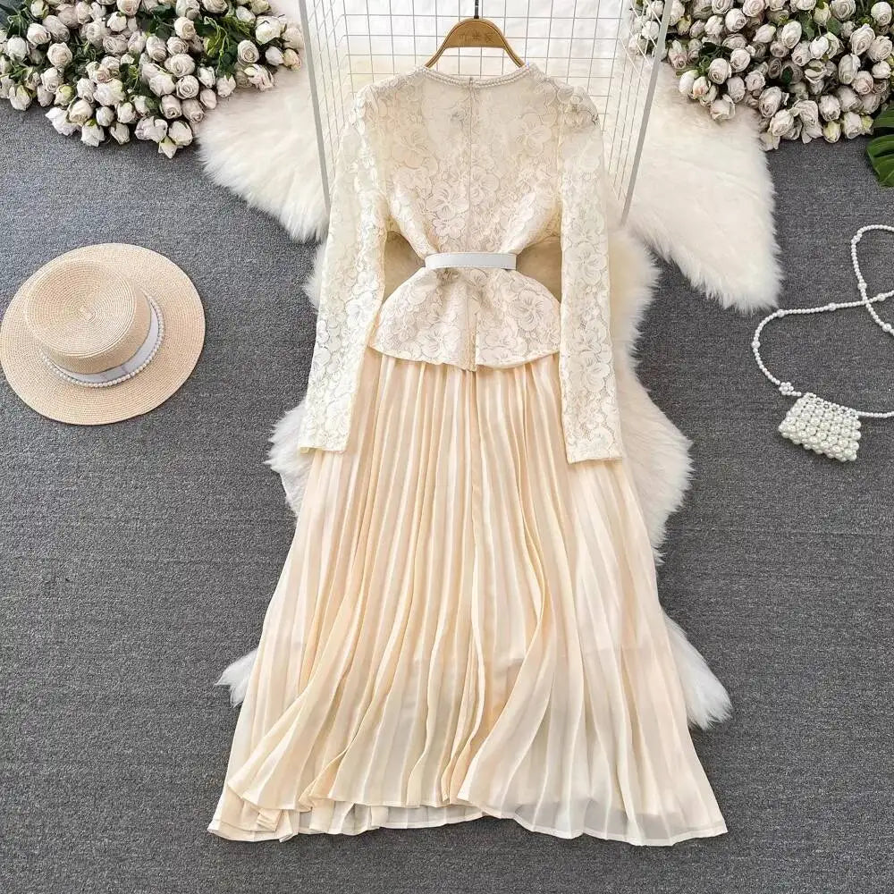 Runway Designer Summer Flower Embroidery Lace Chiffon Prom Dress Women Short Sleeve Single Breasted Midi Long Vestidos Party - SalmanStore 