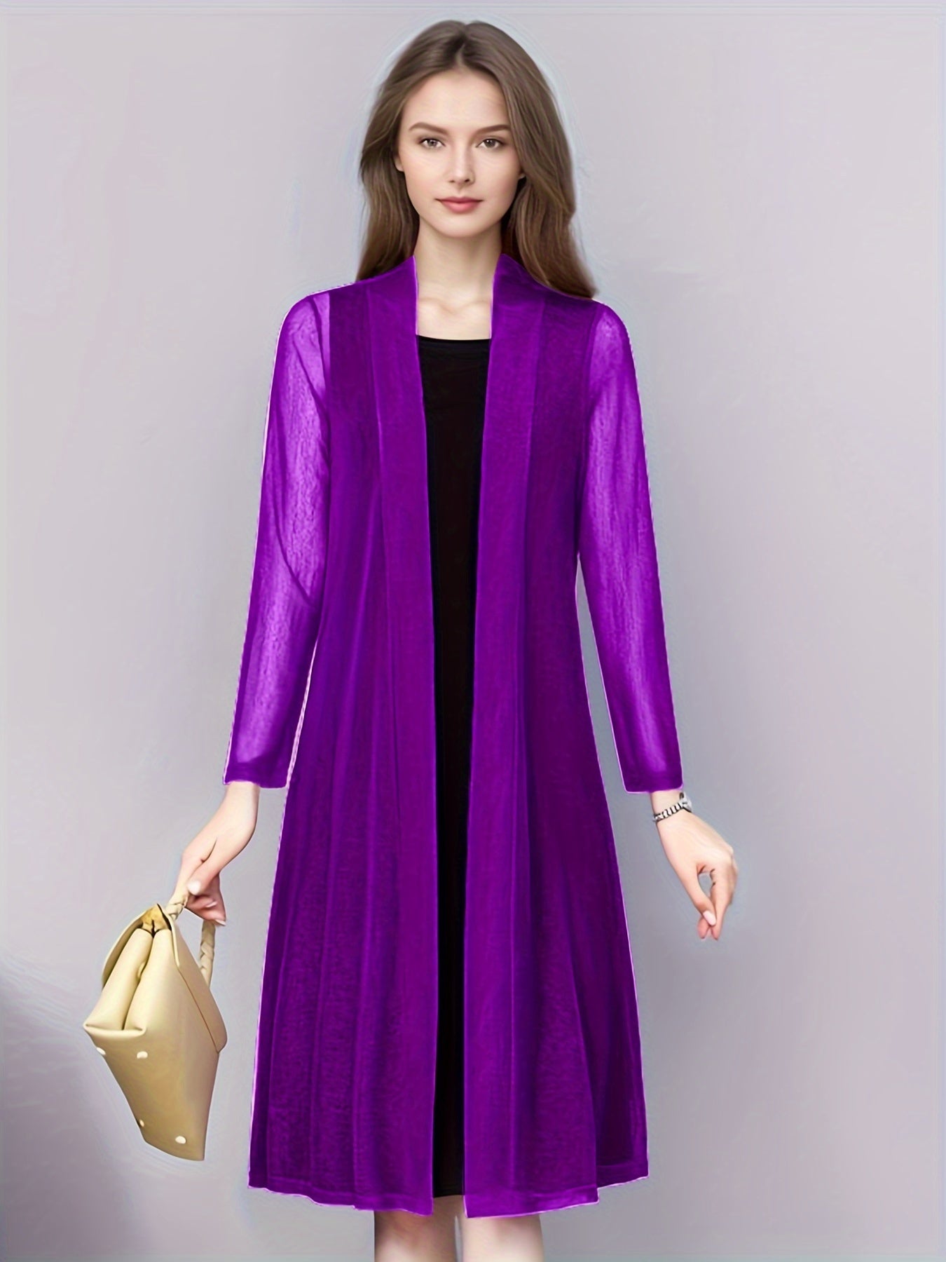 Solid Color Cover-Up, Cardigan, Elegant And Stylish, Mesh Outerwear for Women. - SalmanStore 