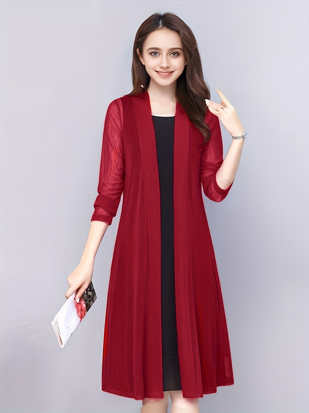 Solid Color Cover-Up, Cardigan, Elegant And Stylish, Mesh Outerwear for Women. - SalmanStore 