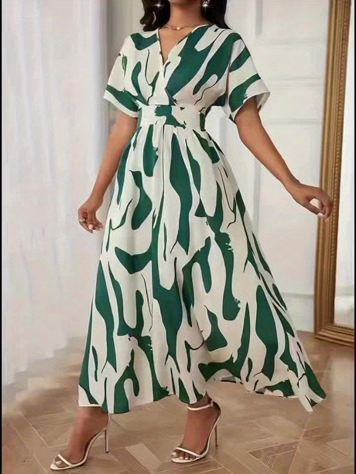 Color-block A-line dress with waist cinch - SalmanStore 